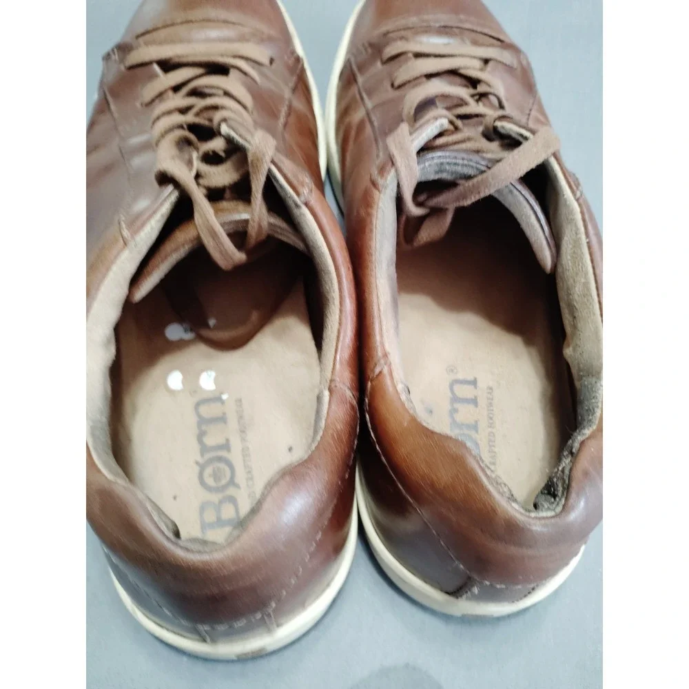 Born Cognac Leather Handcraft Distressed Lace Up Low Top Comfy Sneaker Men 10.5*